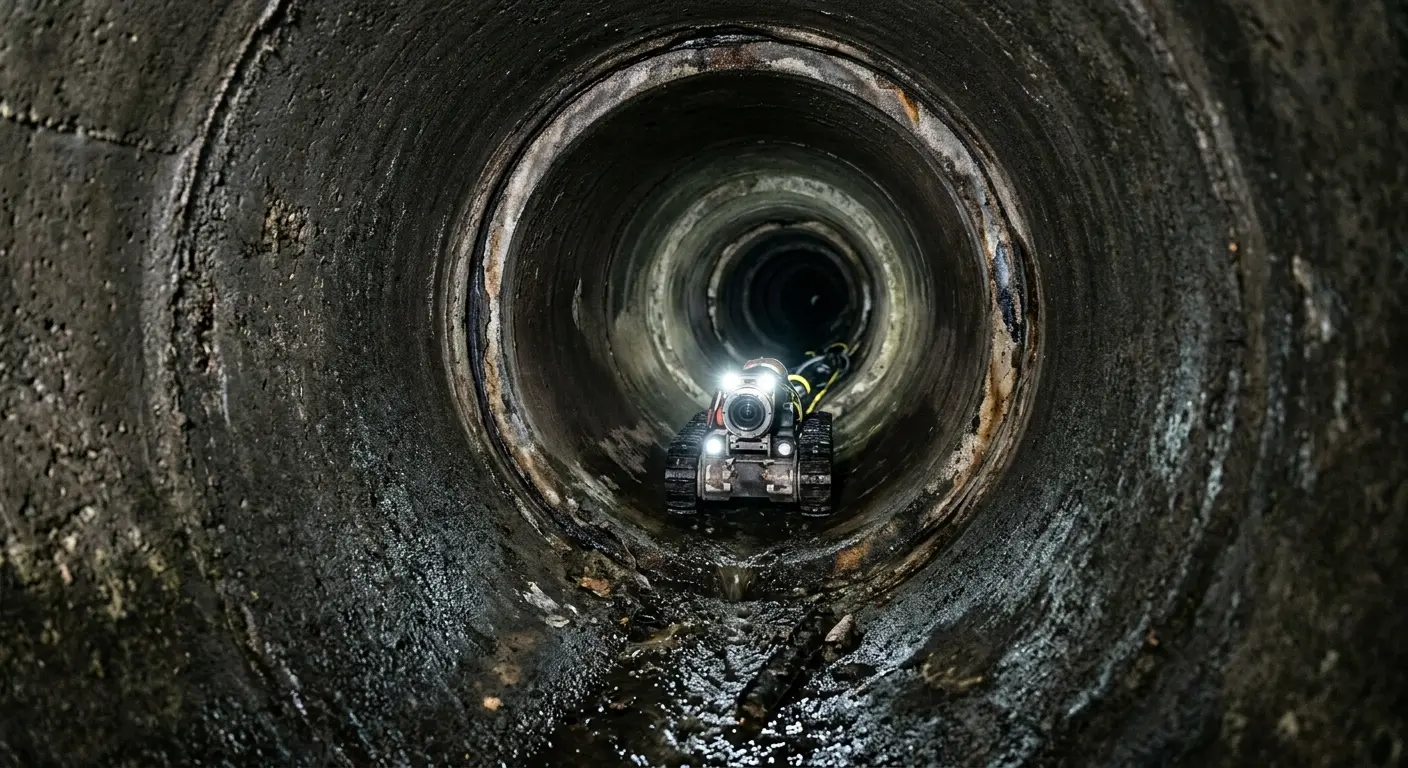 Robotic sewer camera inspecting pipe interior for Drain Snake Service in Roosevelt